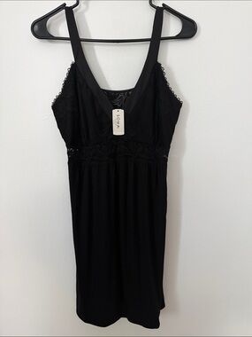 Soma Cool Nights Black Lace Chemise Nightgown Adjustable Straps NWT Size L
